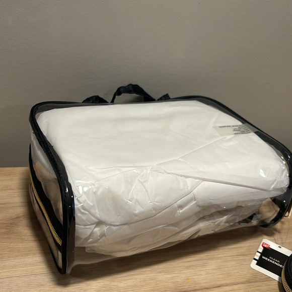 Set of Clear (black and gold trim) zipper organizer bags makeup, travel set of 3 - Picture 3 of 5